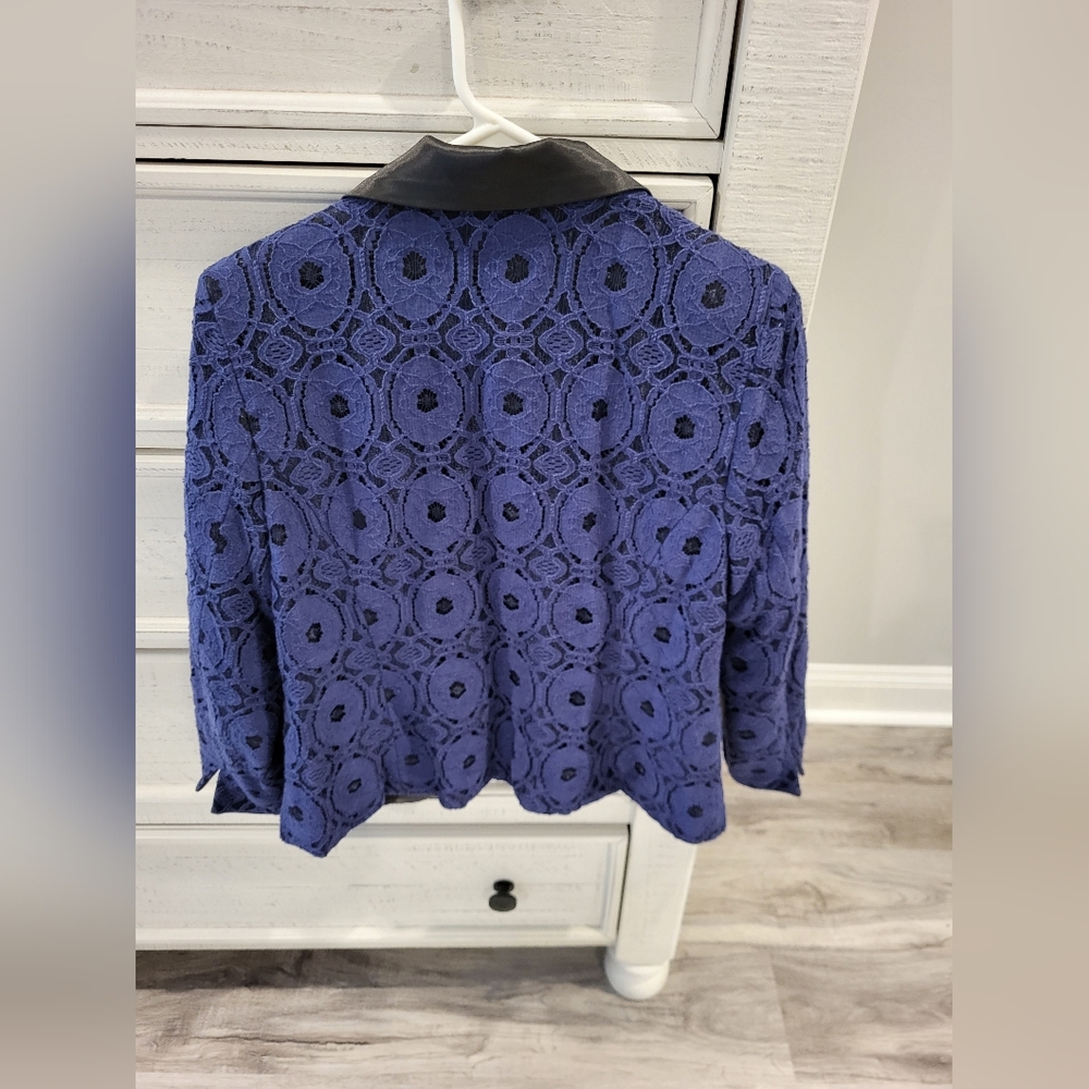 Chico's Blue and Black Blazer with Snake Print - Picture 2 of 4